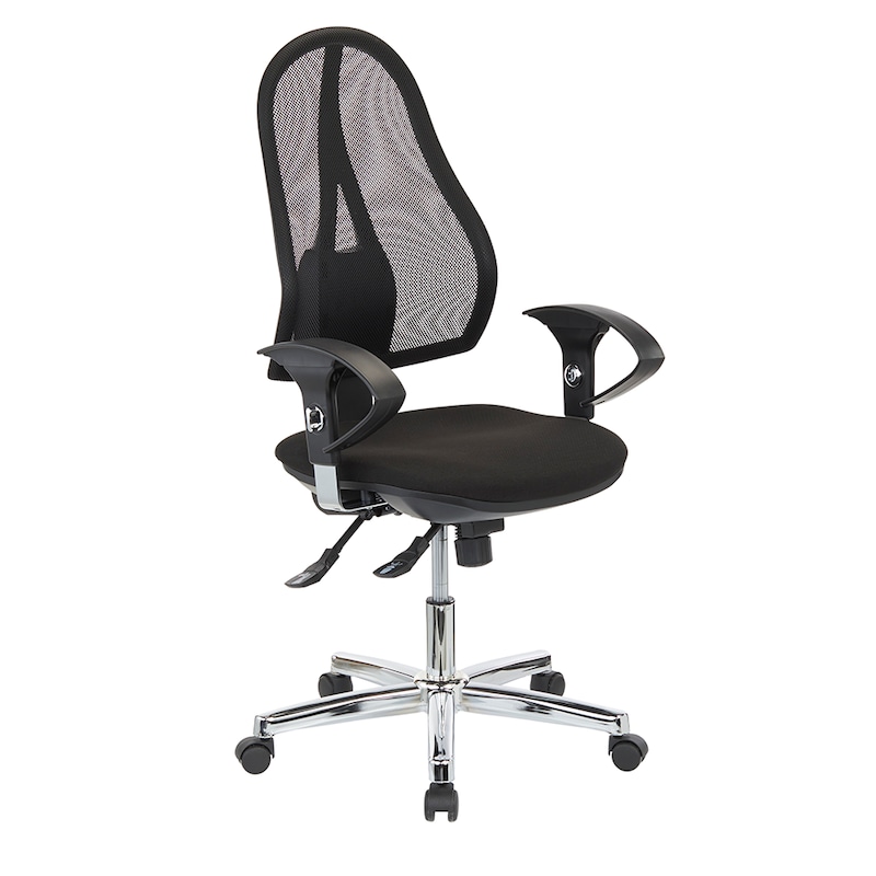 360-Grad-Artikelbild für Topstar Bürostuhl Open Point SY Deluxe, OP290UG20 Stoff schwarz, Gestell chrom, Artikelnummer 514810