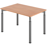 Artikelbild 1 für HAMMERBACHER YS12 höhenverstellbarer Schreibtisch nussbaum rechteckig, 4-Fuß-Gestell grau 120,0 x 80,0 cm, Artikelnummer 999359