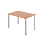 Artikelbild 1 für HAMMERBACHER YS12 höhenverstellbarer Schreibtisch nussbaum rechteckig, 4-Fuß-Gestell silber 120,0 x 80,0 cm, Artikelnummer 999502