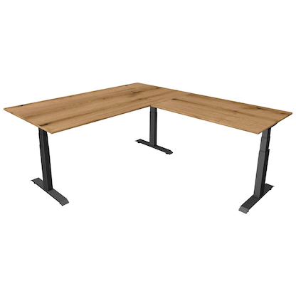 Artikelbild für Kerkmann Move 4 elektrisch höhenverstellbarer Schreibtisch eiche rechteckig, T-Fuß-Gestell grau 200,0 x 220,0 cm, Artikelnummer 997864