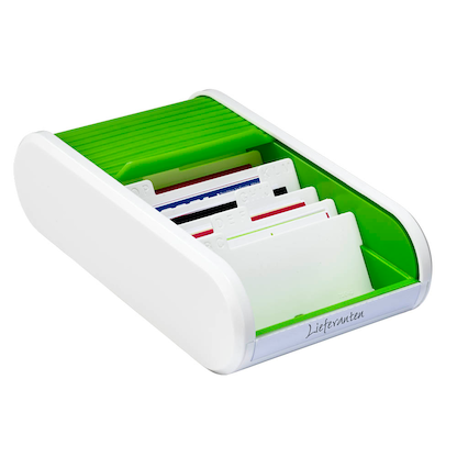 Artikelbild 11 für helit Visitenkartenbox weiß/apfelgrün, für bis zu 300 Visitenkarten, Artikelnummer 451799