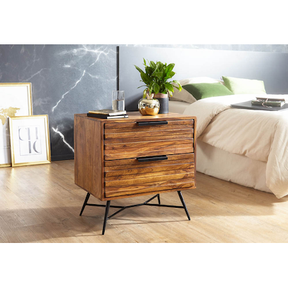 Artikelbild 5 für WOHNLING Nachttisch Massivholz sheesham 40,0 x 60,0 x 60,0 cm, Artikelnummer 906962