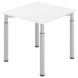 Artikelbild 1 für HAMMERBACHER Mirakel höhenverstellbarer Schreibtisch weiß quadratisch, 4-Fuß-Gestell silber 80,0 x 80,0 cm, Artikelnummer 998831