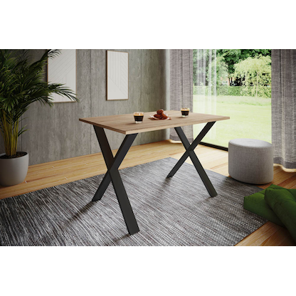 Artikelbild 4 für VCM my home Esstisch Xona sonoma-eiche rechteckig, U-Fuß schwarz, 140,0 x 50,0 x 76,0 cm, Artikelnummer 526622