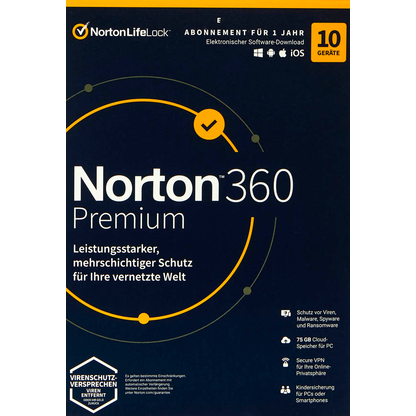 Artikelbild 2 für Norton 360 Premium Sicherheitssoftware Vollversion (PKC), Artikelnummer 720191