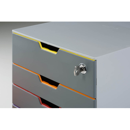 Artikelbild 5 für DURABLE Schubladenbox VARICOLOR® SAFE dunkelgrau mit bunten Farblinien 760627, DIN A4 mit 4 Schubladen, Artikelnummer 265001