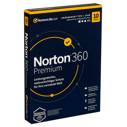 Artikelbild für Norton 360 Premium Sicherheitssoftware Vollversion (PKC), Artikelnummer 720191