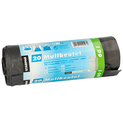 Artikelbild 2 für STARPAK Müllbeutel 60,0 l schwarz 22,0 µm, 20 St., Artikelnummer 515580