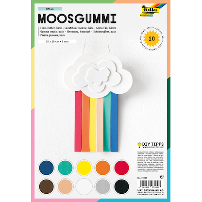 Artikelbild für folia Moosgummi Basic sortier mehrfarbig 10 Blatt, Artikelnummer 263911