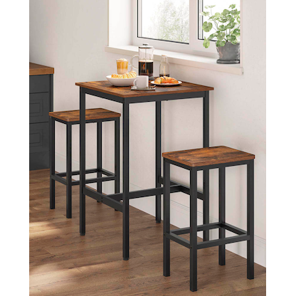 Artikelbild 2 für VASAGLE Bartisch-Set, schwarz Holz, Metall, 3-teilig, Artikelnummer 290359
