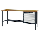 Artikelbild 1 für Simplaflex® Systemeinrichter Werkbank C-Line anthrazit, RAL 7016, lichtgrau, RAL 7035 4 Schubladen 200,0 x 60,0 x 96,0 cm, Artikelnummer 683989