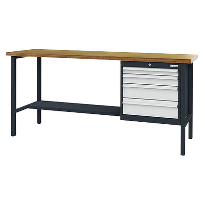 Artikelbild für Simplaflex® Systemeinrichter Werkbank C-Line anthrazit, RAL 7016, lichtgrau, RAL 7035 4 Schubladen 200,0 x 60,0 x 96,0 cm, Artikelnummer 683989