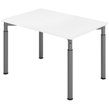 Artikelbild 1 für HAMMERBACHER Mirakel höhenverstellbarer Schreibtisch weiß rechteckig, 4-Fuß-Gestell grau 120,0 x 80,0 cm, Artikelnummer 998757