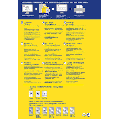 Artikelbild 3 für 480 AVERY Zweckform Sicherheitsetiketten L6112-20 weiß 40,0 x 40,0 mm, Artikelnummer 896894