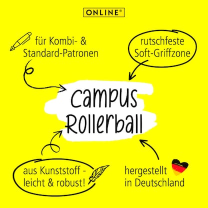 Artikelbild 4 für ONLINE® Campus Soft Tintenroller schwarz 0,7 mm, Schreibfarbe: blau, 1 St., Artikelnummer 238236