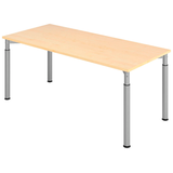 Artikelbild 1 für HAMMERBACHER YS19 höhenverstellbarer Schreibtisch ahorn rechteckig, 4-Fuß-Gestell silber 180,0 x 80,0 cm, Artikelnummer 999136