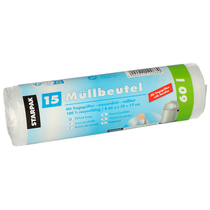 Artikelbild 2 für STARPAK Müllbeutel 60,0 l transparent 12,0 µm, 15 St., Artikelnummer 515914