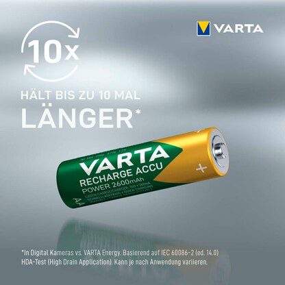 Artikelbild 4 für 4 VARTA Akkus RECHARGE ACCU Power Mignon AA 2.600 mAh, Artikelnummer 808220