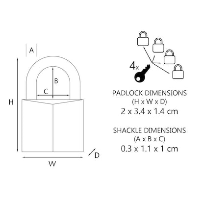 Artikelbild 4 für 4 Master Lock® Vorhängeschlösser 9120EURQNOP silber, Artikelnummer 727442