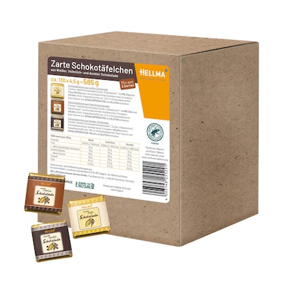 Artikelbild für HELLMA Zarte Schokotäfelchen Schokolade 130 St./585,0 g, Artikelnummer 538859