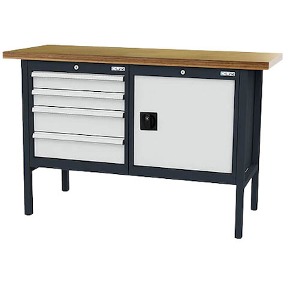 Artikelbild für Simplaflex® Systemeinrichter Werkbank C-Line anthrazit, RAL 7016, lichtgrau, RAL 7035 4 Schubladen 150,0 x 60,0 x 96,0 cm, Artikelnummer 683948