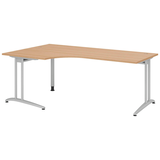 Artikelbild 1 für HAMMERBACHER BS82 Schreibtisch eiche L-Form, C-Fuß-Gestell silber 200,0 x 80,0/120,0 cm, Artikelnummer 860580