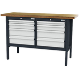 Artikelbild 1 für Simplaflex® Systemeinrichter Werkbank C-Line anthrazit, RAL 7016, lichtgrau, RAL 7035 8 Schubladen 150,0 x 60,0 x 96,0 cm, Artikelnummer 683967