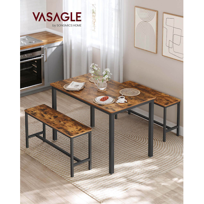 Artikelbild 4 für VASAGLE Sitzgruppe, schwarz Holz, Metall, 3-teilig, Artikelnummer 289409