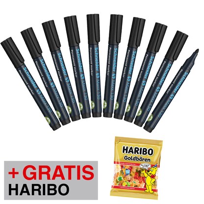 Artikelbild 15 für AKTION: Schneider Maxx 130 Permanentmarker schwarz 1,0 - 3,0 mm, 10 St. + GRATIS HARIBO GOLDBÄREN 175,0 g, Artikelnummer 730281