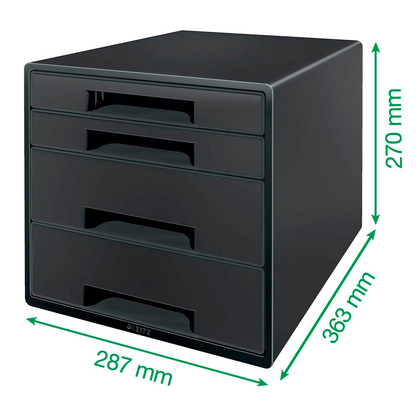Artikelbild 2 für AKTION: LEITZ Schubladenbox CUBE schwarz/grau 53720095, DIN A4 mit 4 Schubladen mit Prämie nach Registrierung, Artikelnummer 433309
