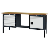 Artikelbild 1 für Simplaflex® Systemeinrichter Werkbank C-Line anthrazit, RAL 7016, lichtgrau, RAL 7035 4 Schubladen 200,0 x 60,0 x 96,0 cm, Artikelnummer 683799
