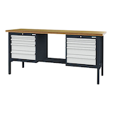 Artikelbild 1 für Simplaflex® Systemeinrichter Werkbank C-Line anthrazit, RAL 7016, lichtgrau, RAL 7035 8 Schubladen 200,0 x 60,0 x 96,0 cm, Artikelnummer 683977