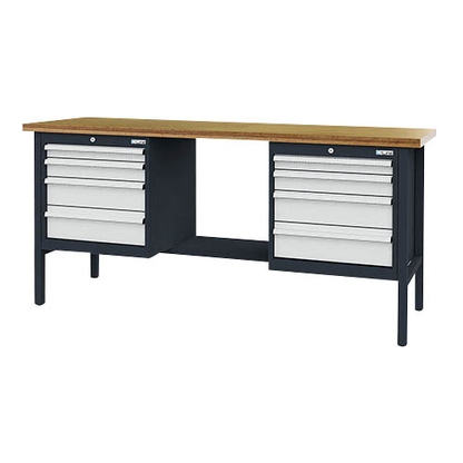 Artikelbild für Simplaflex® Systemeinrichter Werkbank C-Line anthrazit, RAL 7016, lichtgrau, RAL 7035 8 Schubladen 200,0 x 60,0 x 96,0 cm, Artikelnummer 683977