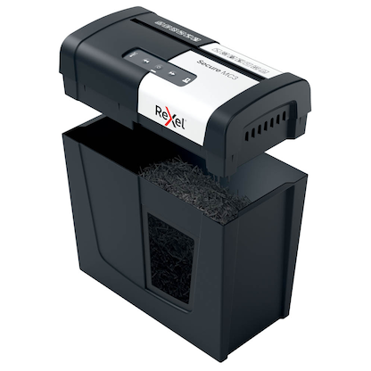 Artikelbild 3 für Rexel Secure MC3 Aktenvernichter mit Partikelschnitt P-5, 2 x 15 mm, bis 3 Blatt, schwarz, Artikelnummer 437147