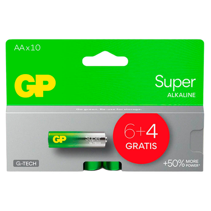 Artikelbild 6 für 6 + 4 GRATIS: 6 GP Batterien SUPER Mignon AA 1,5 V + GRATIS 4 St., Artikelnummer 296059