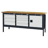 Artikelbild 1 für Simplaflex® Systemeinrichter Werkbank C-Line anthrazit, RAL 7016, lichtgrau, RAL 7035 7 Schubladen 200,0 x 60,0 x 96,0 cm, Artikelnummer 684017