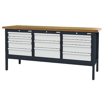 Artikelbild für Simplaflex® Systemeinrichter Werkbank C-Line anthrazit, RAL 7016, lichtgrau, RAL 7035 11 Schubladen 200,0 x 60,0 x 96,0 cm, Artikelnummer 683999