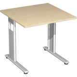 Artikelbild 1 für geramöbel Flex höhenverstellbarer Schreibtisch ahorn quadratisch, C-Fuß-Gestell silber 80,0 x 80,0 cm, Artikelnummer 880885
