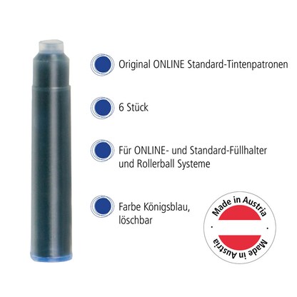 Artikelbild 6 für ONLINE® 17113/12 Tintenpatronen für Füller königsblau 6 St., Artikelnummer 283814