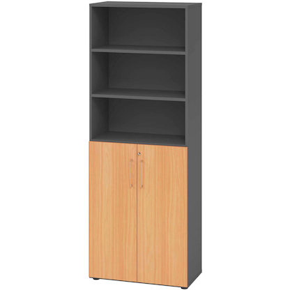 Artikelbild für HAMMERBACHER Regalschrank 968T3, V968T3/G/6/BS grafit, buche 80,0 x 42,0 x 215,6 cm, Artikelnummer 380457