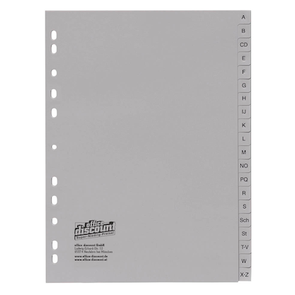 Artikelbild 2 für 2 + 1 GRATIS: office discount Ordnerregister DIN A4 Vollformat A-Z grau 20-teilig, 2 Satz + GRATIS 1 Satz, Artikelnummer 715243