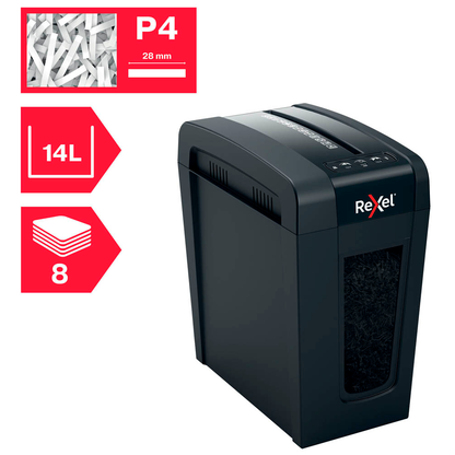 Artikelbild 9 für Rexel Secure X8-SL Aktenvernichter mit Partikelschnitt P-4, 4 x 40 mm, bis 8 Blatt, schwarz, Artikelnummer 437271