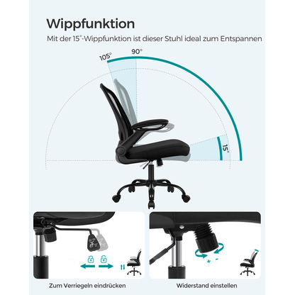Artikelbild 9 für SONGMICS Bürostuhl, OBN37BKV1 Stoff schwarz, Gestell schwarz, Artikelnummer 260907