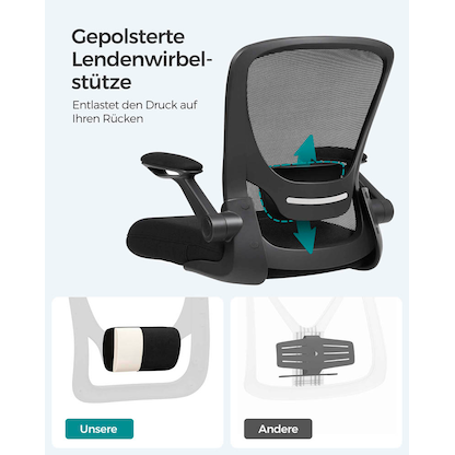 Artikelbild 10 für SONGMICS Bürostuhl, OBN37BKV1 Stoff schwarz, Gestell schwarz, Artikelnummer 260907