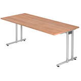 Artikelbild 1 für HAMMERBACHER NS19 Schreibtisch nussbaum rechteckig, C-Fuß-Gestell silber 180,0 x 80,0 cm, Artikelnummer 858934