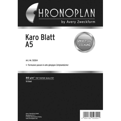 Artikelbild 3 für 50 CHRONOPLAN Ringbuch-Ergänzungsblätter kariert A5, Artikelnummer 362616
