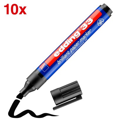 Artikelbild 5 für edding Brilliant-Paper-Marker 33 Permanentmarker schwarz 1,0 - 5,0 mm, 10 St., Artikelnummer 311761