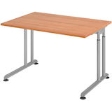 Artikelbild 1 für HAMMERBACHER ZS12 höhenverstellbarer Schreibtisch nussbaum rechteckig, C-Fuß-Gestell silber 120,0 x 80,0 cm, Artikelnummer 990770