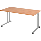 Artikelbild 1 für HAMMERBACHER ZS16 höhenverstellbarer Schreibtisch nussbaum rechteckig, C-Fuß-Gestell silber 160,0 x 80,0 cm, Artikelnummer 990929