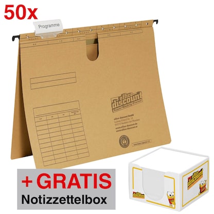 Artikelbild 16 für AKTION: 50 office discount Hängehefter Karton naturbraun 1 x kaufmännische Heftung + GRATIS office discount Zettelbox, Artikelnummer 532447